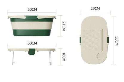 Foldable Picnic Basket with Tray - 16.5L Capacity, Green coffee color, Perfect for Camping and Outdoor Gatherings.
