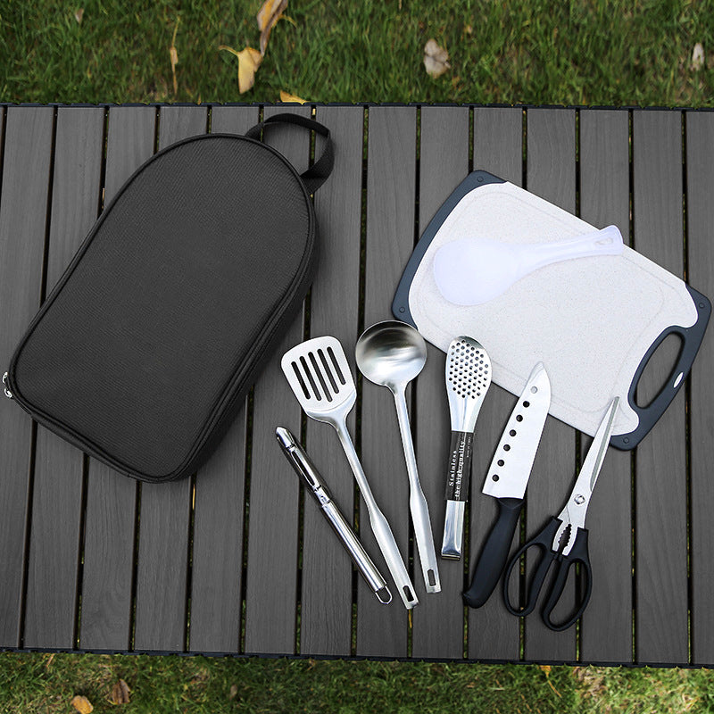 Portable Kitchen Utensil Storage Bag - Lightweight Organizer for Camping and Outdoor Cooking, Black.
