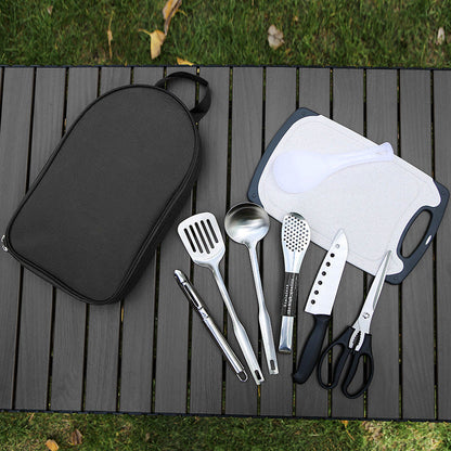Portable Kitchen Utensil Storage Bag - Lightweight Organizer for Camping and Outdoor Cooking, Black.