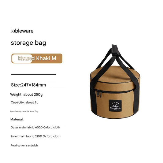 Portable Outdoor Kitchen Utensil Organizer,Waterproof Camping Cookware Storage Bag, Khaki-Size M.
