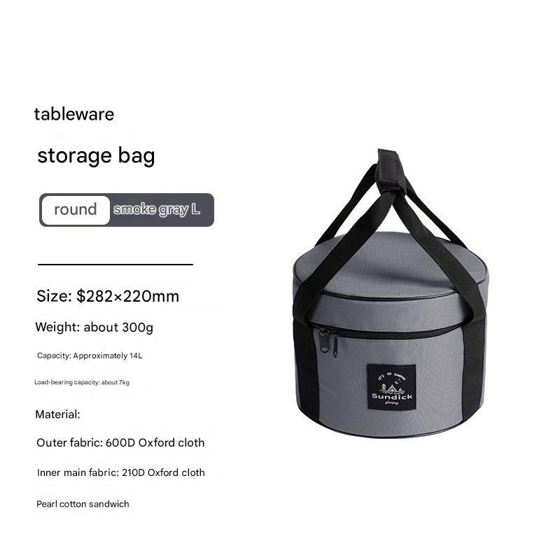Portable Outdoor Kitchen Utensil Organizer,Waterproof Camping Cookware Storage Bag, Smoke Gray-Size L.
