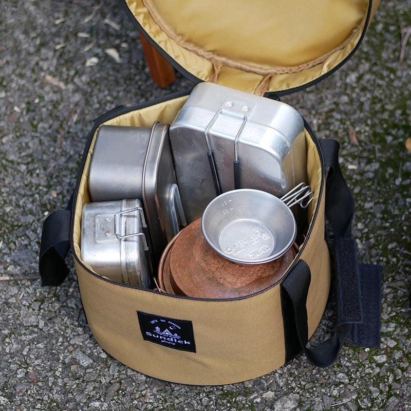 Portable Outdoor Kitchen Utensil Organizer,Waterproof Camping Cookware Storage Bag, Smoke Gray-Size L.