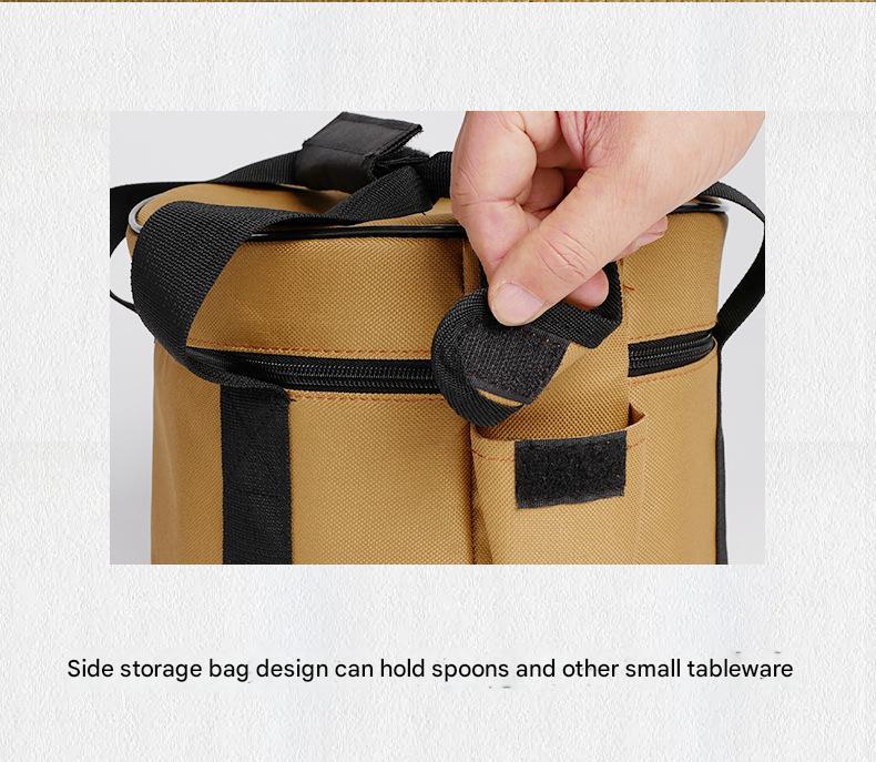 Portable Outdoor Kitchen Utensil Organizer,Waterproof Camping Cookware Storage Bag, Smoke Gray-Size L.