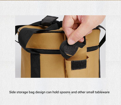 Portable Outdoor Kitchen Utensil Organizer,Waterproof Camping Cookware Storage Bag, Smoke Gray-Size L.