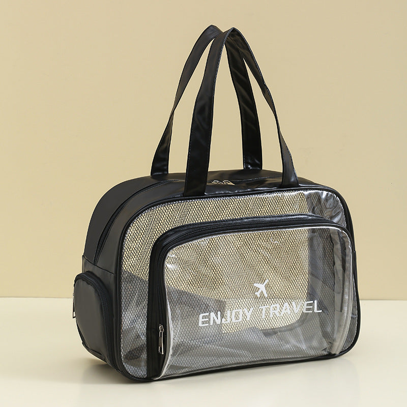 Waterproof beach bag with wet and dry separation, gym and swim storage bag, toiletries and cosmetic bag for swimsuits and goggles (Black has shoe compartment)