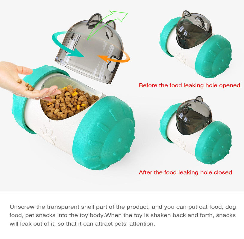 Pet Tumbler Treat Dispenser Ball,Interactive Feeding Toy for Dogs and Cats(Black and white)