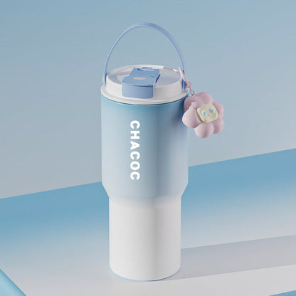 304 Stainless Steel Insulated Tumbler,Large Capacity with Handle and Cute Cloud Accessory(Blue)