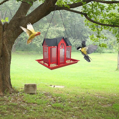Charming House-Shaped Hanging Bird Feeder - Durable Metal Design for Wild Birds(purple)