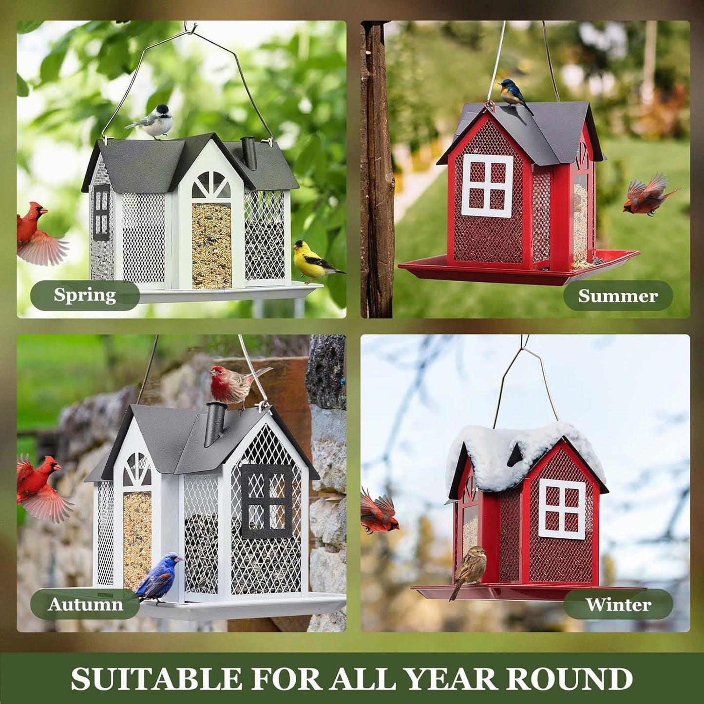 Charming House-Shaped Hanging Bird Feeder - Durable Metal Design for Wild Birds(purple)