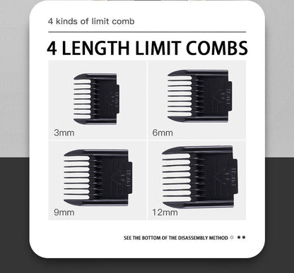 Professional Pet Grooming Hair Clipper Kit - Rechargeable, Low Noise, with Ceramic Blades & 5-Speed Adjustment(Platinum)