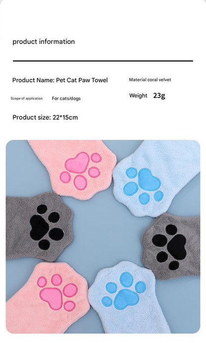 Adorable Pet Paw Grooming & Drying Mitt - Super Absorbent Fleece Material(pink)