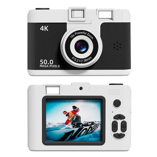 Compact 4K Digital Camera - 50MP, 16x Zoom, 2.4-inch IPS Screen, WiFi & Fill Light - Retro CCD Style(black).
