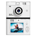 Compact 4K Digital Camera - 50MP, 16x Zoom, 2.4-inch IPS Screen, WiFi & Fill Light - Retro CCD Style(White).