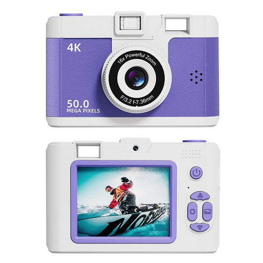 Compact 4K Digital Camera - 50MP, 16x Zoom, 2.4-inch IPS Screen, WiFi & Fill Light - Retro CCD Style(Purple).