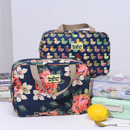Versatile Portable Handled Bag - Durable Waterproof Fabric, Ideal for Toiletries, Lunch & Travel(Rose)