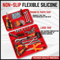 Set of 2 Non-Slip Flexible Silicone Tool Organizer Trays with Magnetic Parts Holder.