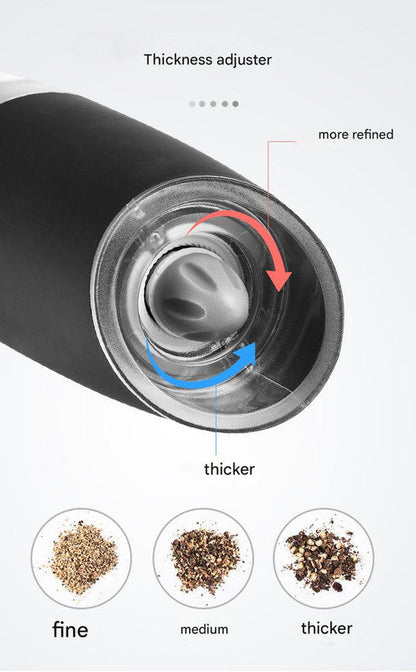 Gravity Electric Salt & Pepper Grinder Set - Adjustable Coarseness, LED Light, Battery Operated(silver)