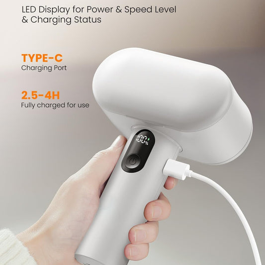 Dual-Head Electric Lint Remover - USB-C Rechargeable, LED Display, 6-Size Honeycomb Mesh(Purple)