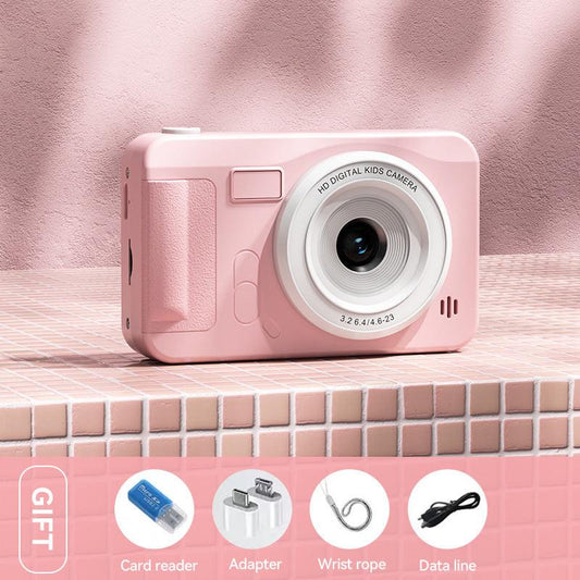 Student HD Digital Camera - 44MP, 8x Zoom, Autofocus, Dual Lens, Type-C Charging (Pink).