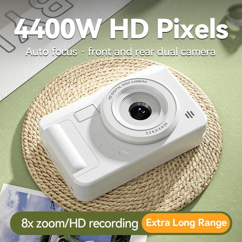 Student HD Digital Camera - 44MP, 8x Zoom, Autofocus, Dual Lens, Type-C Charging (Silver).