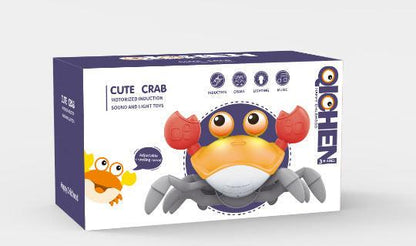 Interactive Crawling Crab Baby Toy with Music, Lights & Obstacle Avoidance(Orange).