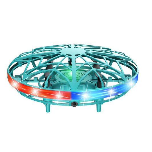 Hand-Controlled UFO Mini Drone with LED Lights & Obstacle Avoidance(green).