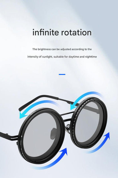 Adjustable ND9 Filter Sunglasses,Steampunk Retro Design with Polarized HD Anti-Glare Lenses(silver)