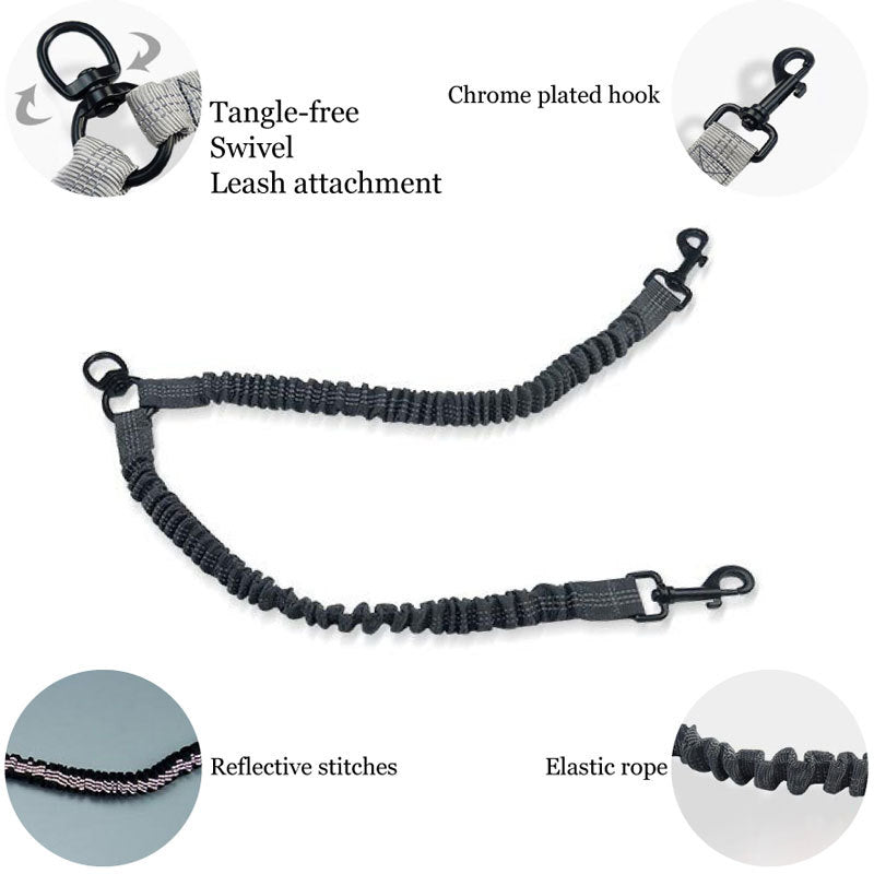 Green Pet Double-Ended Rope + 1.5M Leash - Easy to walk two dogs, tangle-free design
