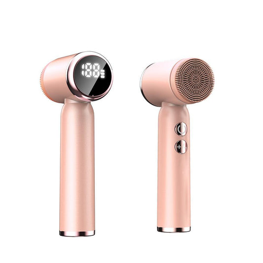 Pink 6-in-1 Electric Facial Cleansing Brush Set - Rechargeable & Waterproof.