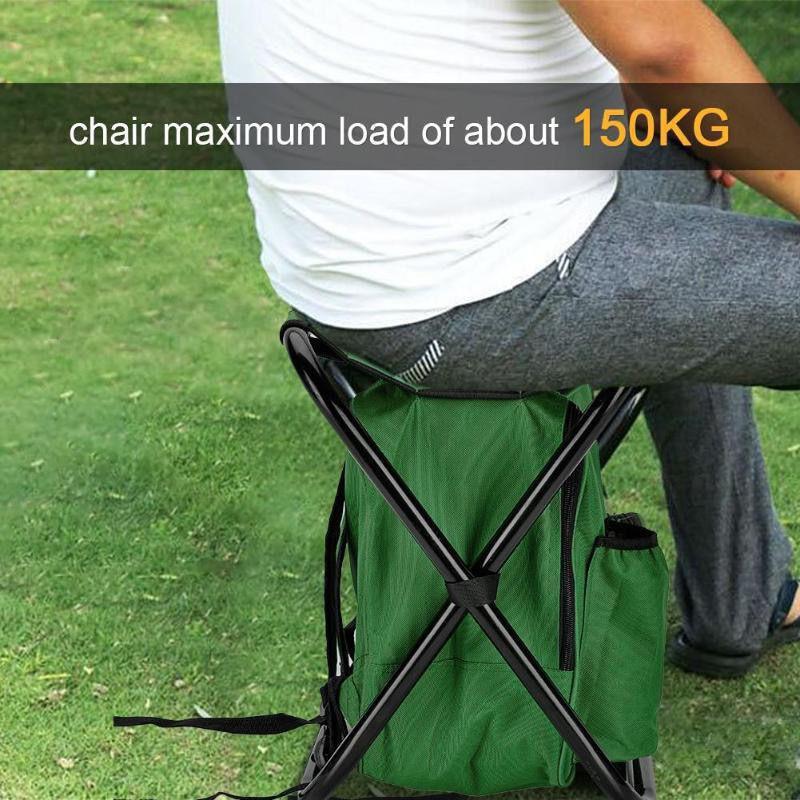 Green Insulated Cooler Backpack Chair - Foldable Stool for Picnics & BBQ.