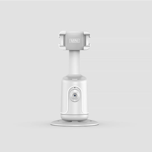 White AI Smart Auto Tracking Phone Holder - 360Â° Rotation Face & Body Tracking Mount.
