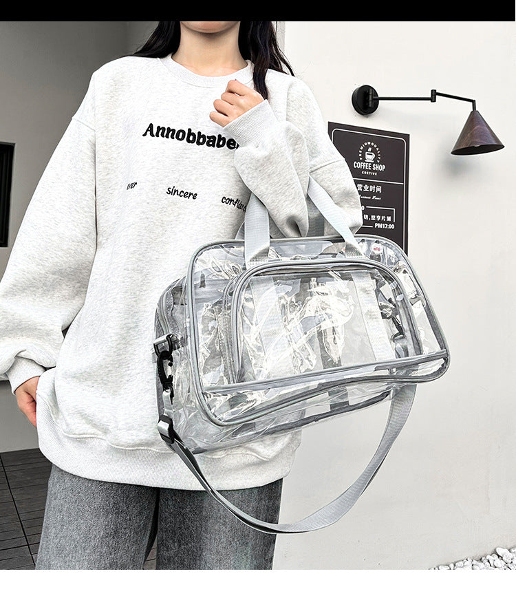 Silver transparent Multi-Purpose Clear PVC Bag - Travel, Fitness, Storage Tote (50x32x18cm)