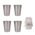Silver 304 Stainless Steel Camping Cup - 350ml Outdoor Drinkware(Set of 4 with Bag).