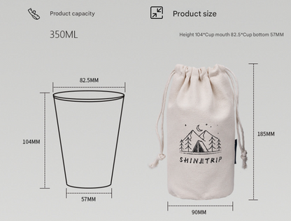 Silver 304 Stainless Steel Camping Cup - 350ml Outdoor Drinkware(Set of 4 with Bag).