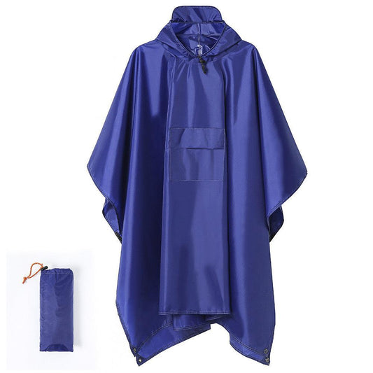 Blue Portable Outdoor Camping Poncho - Can be used as Raincoat, Tarp, Ground Cover.