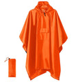 Orange Portable Outdoor Camping Poncho - Can be used as Raincoat, Tarp, Ground Cover.