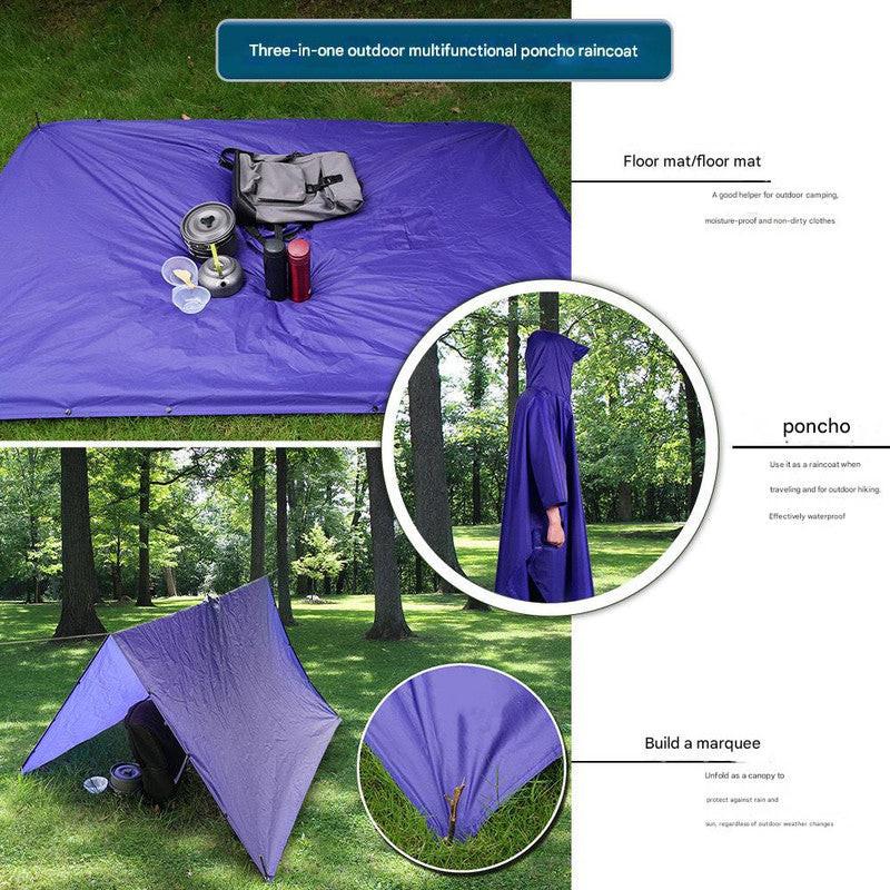 Orange Portable Outdoor Camping Poncho - Can be used as Raincoat, Tarp, Ground Cover.