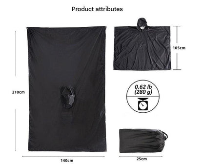 Orange Portable Outdoor Camping Poncho - Can be used as Raincoat, Tarp, Ground Cover.