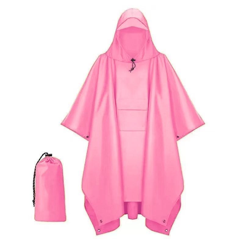 Pink Portable Outdoor Camping Poncho - Can be used as Raincoat, Tarp, Ground Cover.