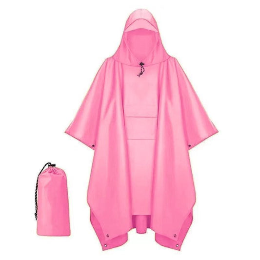 Pink Portable Outdoor Camping Poncho - Can be used as Raincoat, Tarp, Ground Cover.