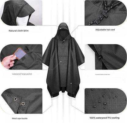 Pink Portable Outdoor Camping Poncho - Can be used as Raincoat, Tarp, Ground Cover.
