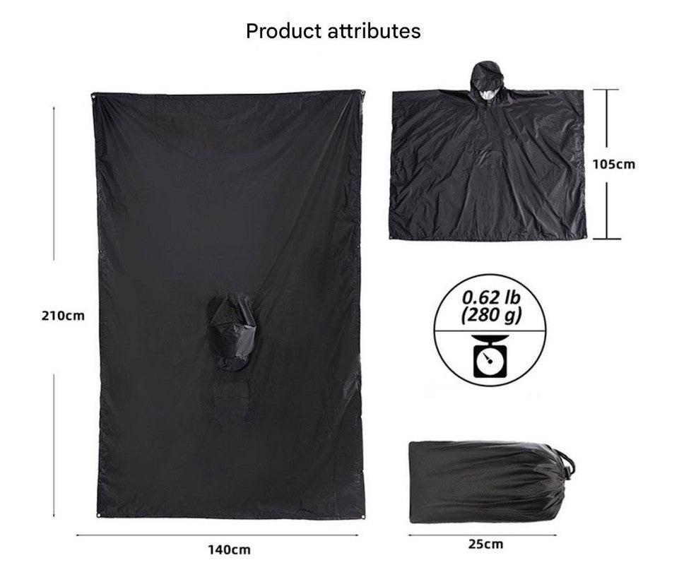 Pink Portable Outdoor Camping Poncho - Can be used as Raincoat, Tarp, Ground Cover.