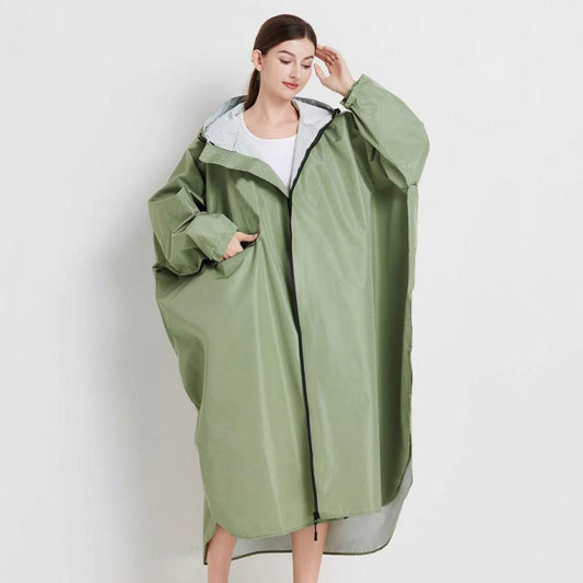 Matcha green Stylish Waterproof Raincoat Poncho - Long, Packable for Outdoor Travel & Hiking.
