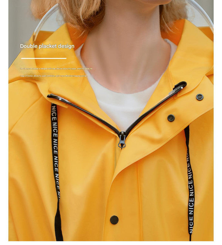 Yellow Women's Long Waterproof Raincoat with Hood and Visor - Stylish Rain Jacket (Size - XL)