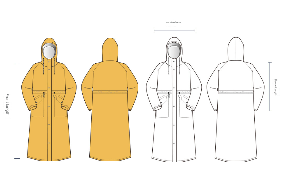 Yellow Women's Long Waterproof Raincoat with Hood and Visor - Stylish Rain Jacket (Size - XL)