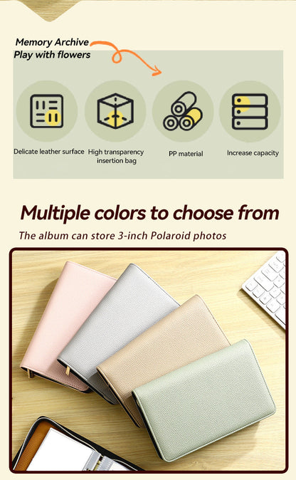 Pink PU Leather Zippered Photo Album - Holds 240 3 Prints"