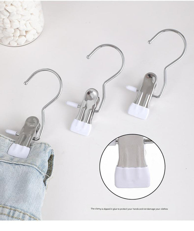White Stainless Steel Hanging Clips (35 PCS) - Strong Grip for Pants, Hats, Socks, Laundry