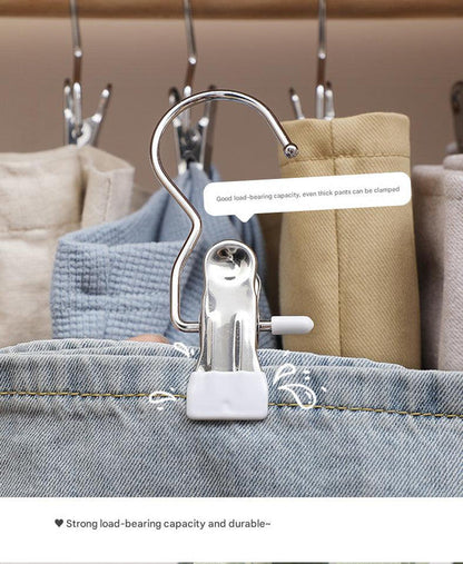 White Stainless Steel Hanging Clips (35 PCS) - Strong Grip for Pants, Hats, Socks, Laundry