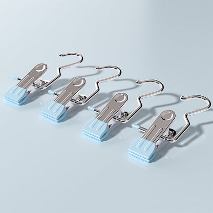 Blue Stainless Steel Hanging Clips (35 PCS) - Strong Grip for Pants, Hats, Socks, Laundry