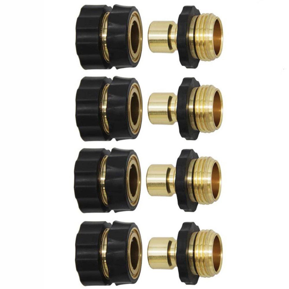 American Standard 3/4 Inch Brass Quick Connect Garden Hose Adapter (4 Male & 4 Female).